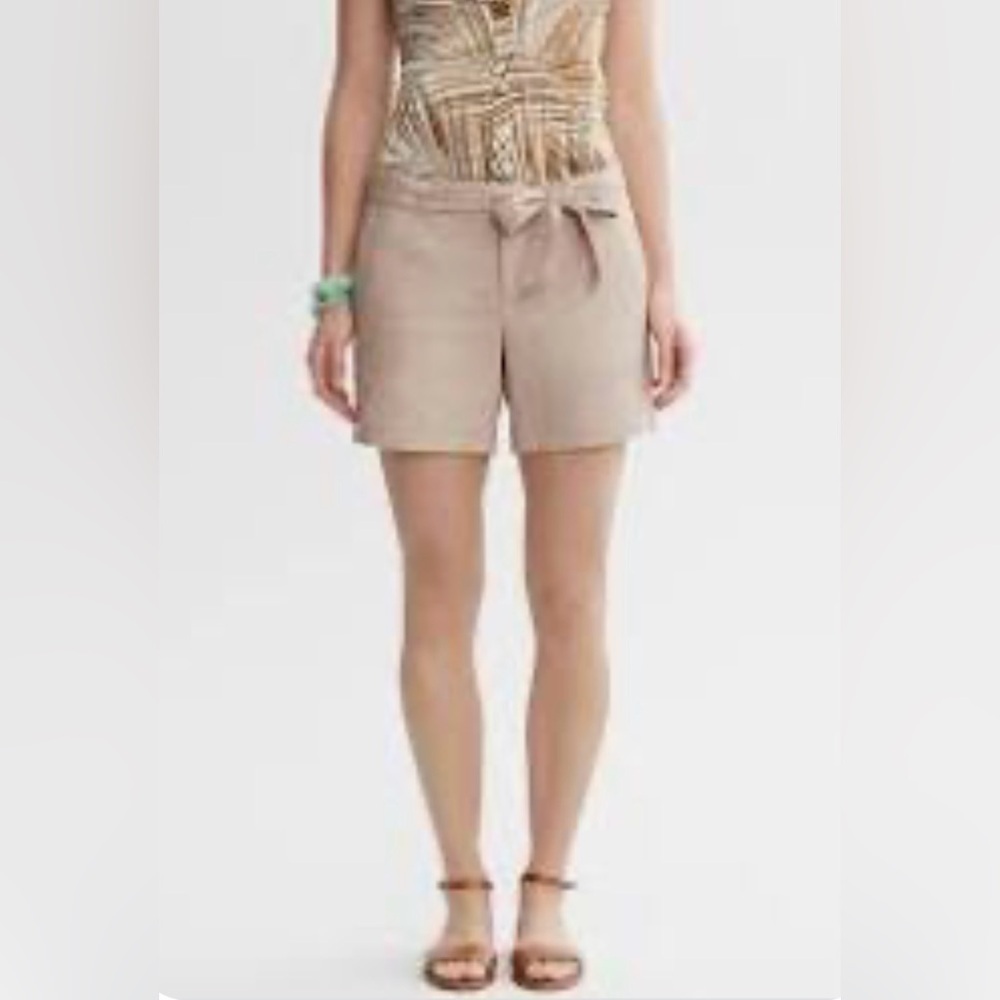 Banana Republic Tie-Front Linen Cotton Shorts, size 12